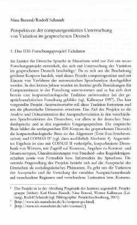 Perspektiven der computergestützten Untersuchung von Variation im gesprochenen Deutsch