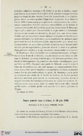 Séance générale tenue à Colmar, le 30 juin 1869