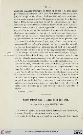 Séance générale tenue à Colmar, le 30 juin 1869