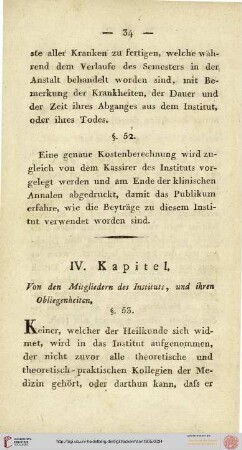 IV. Von den Mitgliedern des Institutsm und ihren Obliegenheiten