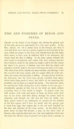 Fish and fisheries of Behar and Patna