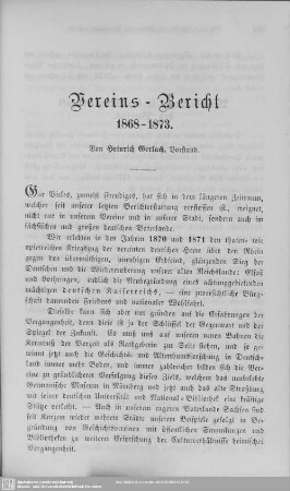 Vereinsbericht 1868-1873