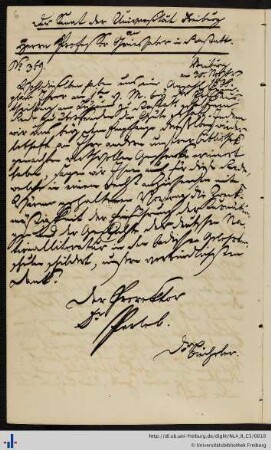 Brief von Karl Julius Perleb an Franz Karl Grieshaber (30.11.1838)