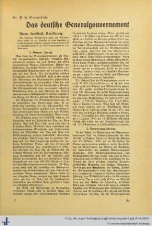 Das deutsche Generalgouvernement.