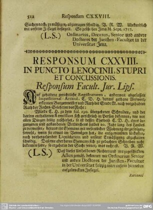 Responsum CXXVIII. In Puncto Lenocinii, Stupri Et Concussionis