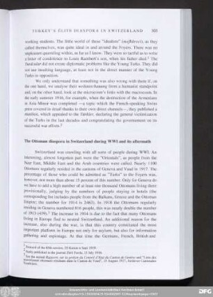 The Ottoman diaspora in Switzerland during WWI and its aftermath