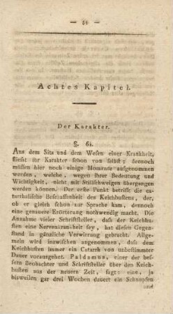 Achtes Kapitel. Der Karakter