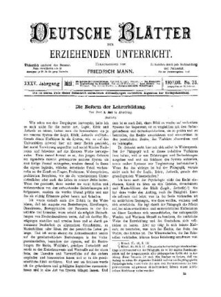 Die Reform der Lehrerbildung : (Schluß)