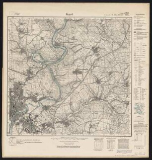 Messtischblatt 4623 = 2665 : Kassel Ost, Kassel, 1937 : Messtischblatt 4623 = 2665 : Kassel Ost. - Hrsg. 1909, einz. Nachtr. 1937. - [Berlin] : Reichsamt für Landesaufnahme, 1937. - 1 Kt. : zweifarbig. - Mit Zeichenerkl., Höhenlinien u. Höhenang. - Mit politischen Grenzen