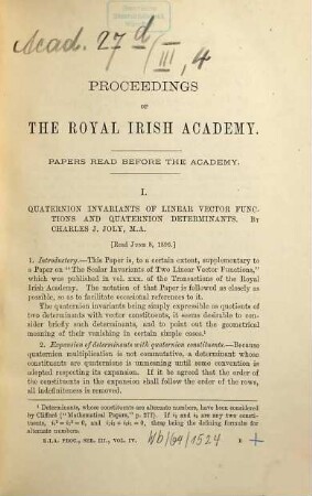 Proceedings of the Royal Irish Academy : for the year ... 4. 1896/98