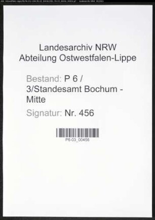 Heiratsregister Standesamt Bochum-Mitte