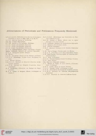 Abbreviations of Periodicals and Publications Frequently Mentioned