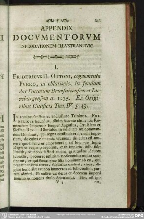 Appendix Documentorum Infeodationem Illustrantium