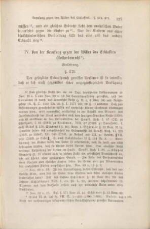 IV. Von der Berufung gegen den Willen des Erblassers (Notherbenrecht).