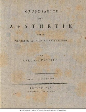 Grundsaetze Der Aesthetik Deren Anwendung Und Künftige Entwickelung