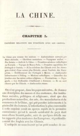 Chapitre I. Premières relations des Européens avec les chinois