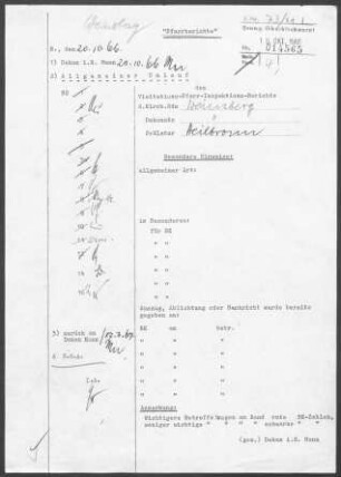 Weinsberg: Visitationsbericht mit Pfarrbericht 1966