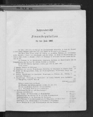 Jahresbericht der Finanzdeputation für das Jahr 1907.