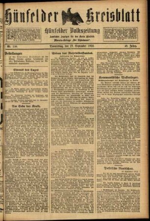 Ausgabe vom Donnerstag, den 27. September 1923.
