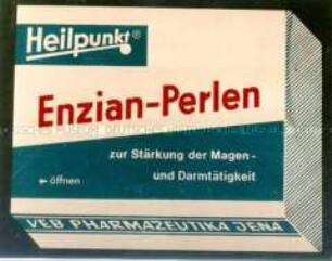 Werbeschild "Heilpunkt Enzian-Perlen"