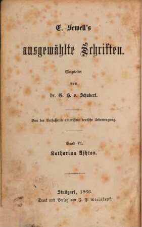 E. Sewell's ausgewählte Schriften, 6
