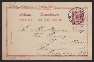 Schreiben an Hermann Muthesius (Postkarte)