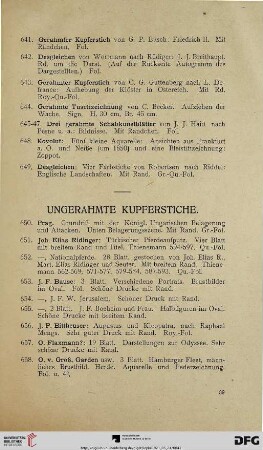 Ungerahmte Kupferstiche (Nr. 650-671)