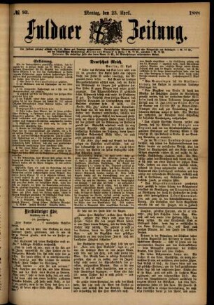 Ausgabe vom Montag, den 23. April 1888.