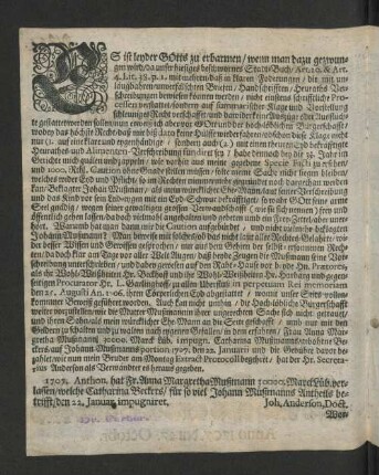 [An die Hochlöbliche Erb-gesessene Bürgerschafft abermahlige Vorstellung und Bitte Ab Seiten Catharina Mußmanns ...]