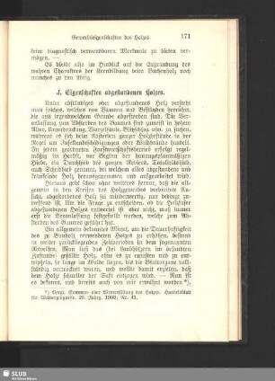 J. Eigenschaften abgestandenen Holzes