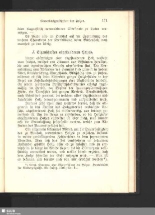 J. Eigenschaften abgestandenen Holzes