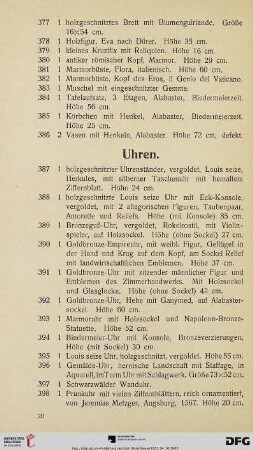 Uhren (Nr. 387-398)