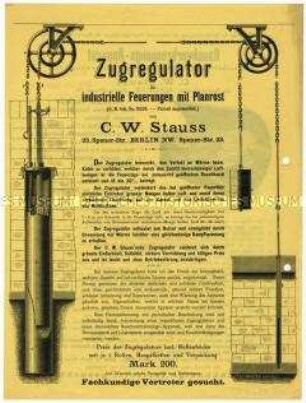 Zugregulator für Feuerungen und Rauchverbrennungsapparat
