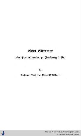 Abel Stimmer als Freiburger Porträtmaler.