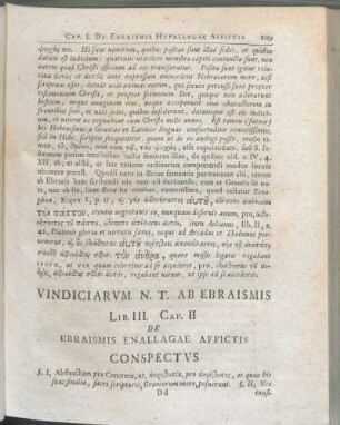 Cap. II De Ebraismis Enallagae Affictis Conspectvs