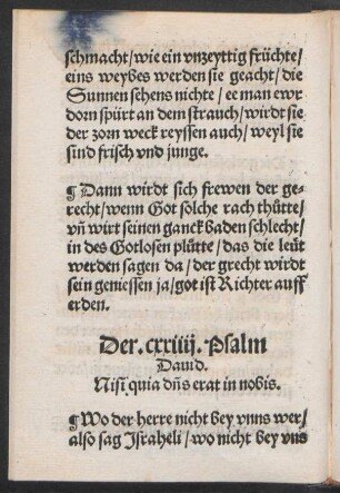 Der .cxxiiij. Psalm || Dauid. || Nisi quia d[ominu]s erat in nobis. ||