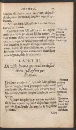 Caput III. De vitio formae generali ex definitione syllogismi iudicando.