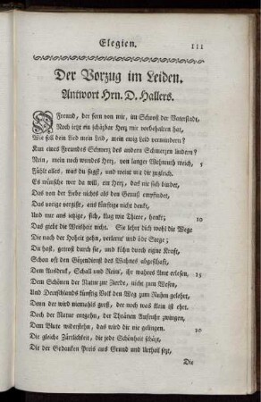 Der Vorzug im Leiden. : Antwort Hrn. D. Hallers.
