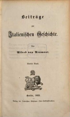 Beiträge zur italienischen Geschichte, 4