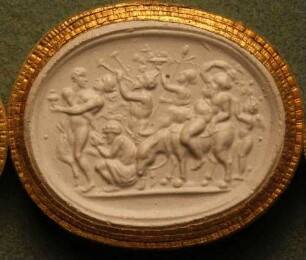 Silenus, inmitten eines bacchantischen Zugs auf einem Esel reitend (Daktyliothek, Erstes Mythologisches Tausend)