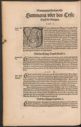 Summaria uber das Erste Buch der Königen.
