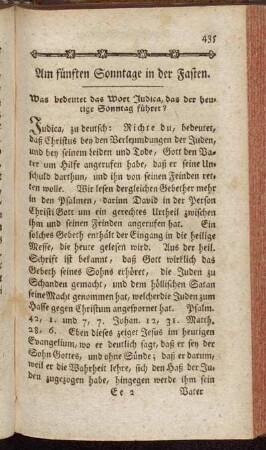 Am fünften Sonntage in der Fasten.