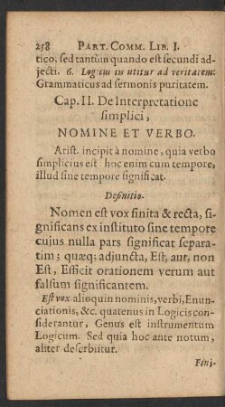 Cap. II. De Interpretatione simplici, Nomine Et Verbo.