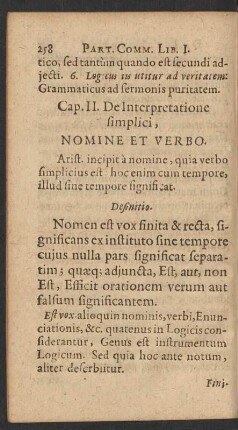 Cap. II. De Interpretatione simplici, Nomine Et Verbo.
