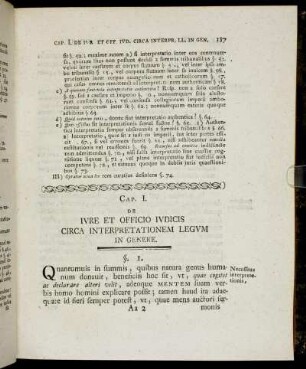 Cap. I. De Iure Et Officio Iudicis Circa Interpretationem Legum In Genere