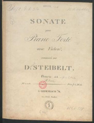 Sonate pour Piano Forté avec Violon : Oeuvre 44.