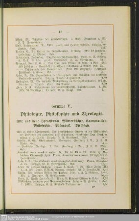 Gruppe V. Philologie, Philosophie und Theologie