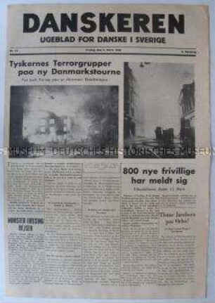 Illustrierte Wochenzeitung für Schweden und Dänemark aus der Zeit der deutschen Besetzung Dänemarks u.a. über den erneuten Einmarsch deutscher Truppen