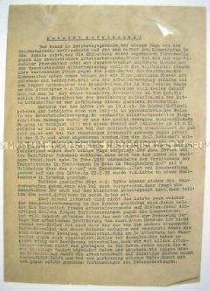 Hektografiertes Flugblatt aus dem innerdeutschen Widerstand (?) zum Reichstagsbrand