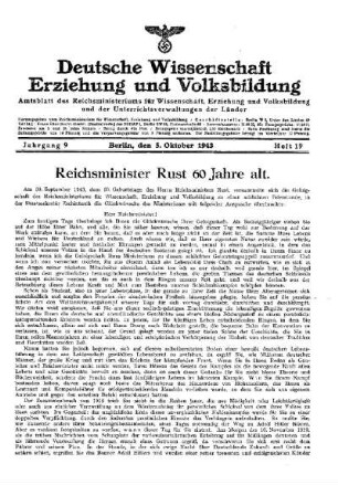 Reichsminister Rust 60 Jahre alt